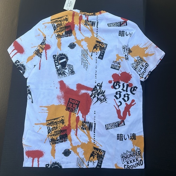 New GUESS T-shirt with multicolor print SZ L - Picture 5 of 8